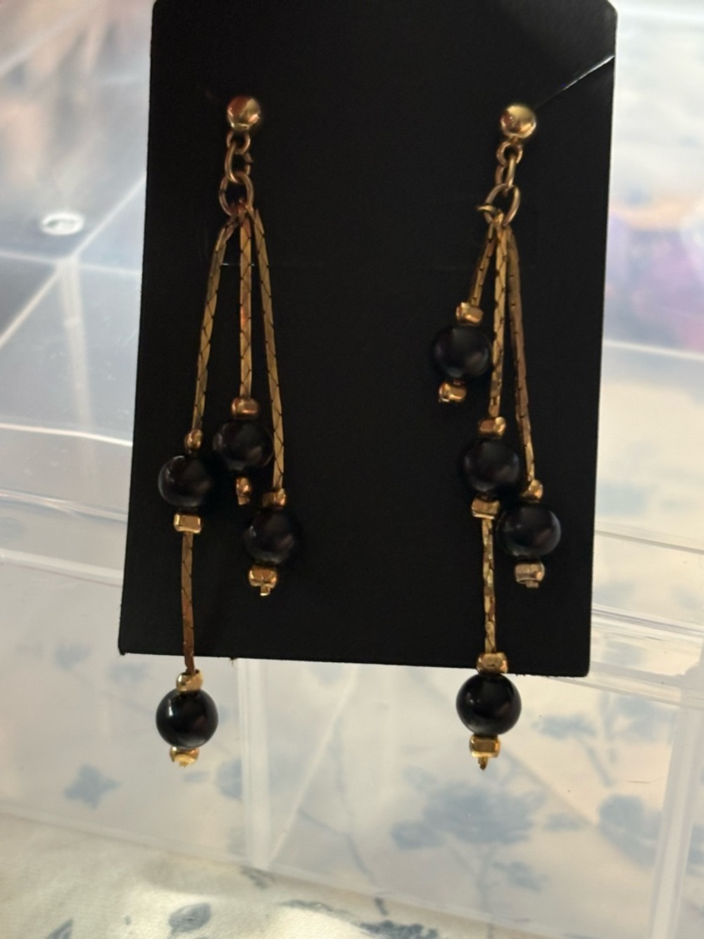 Gold BeadedDangle Earrings